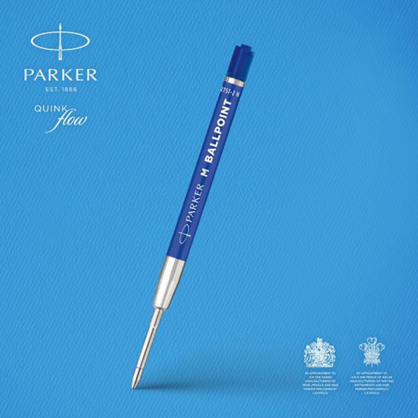 Стержень шарик., метал., M средний, 1 мм Parker 216654 2 шт., блистер, синий 