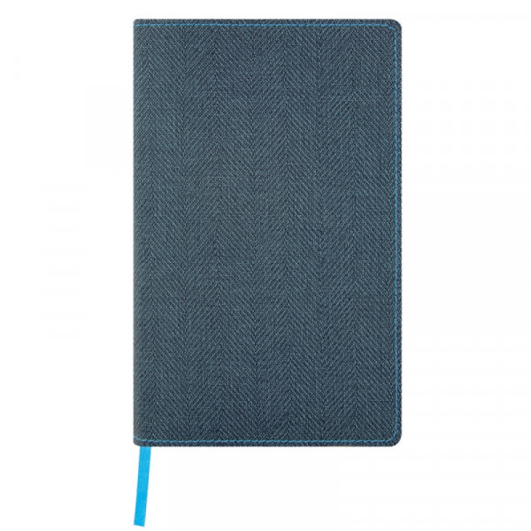 Блокнот А5 130*210 мм., 120 л., тонир., в клетку Harris Slate Blue интегральн. обл., искусств. матер., синий, срез голубой