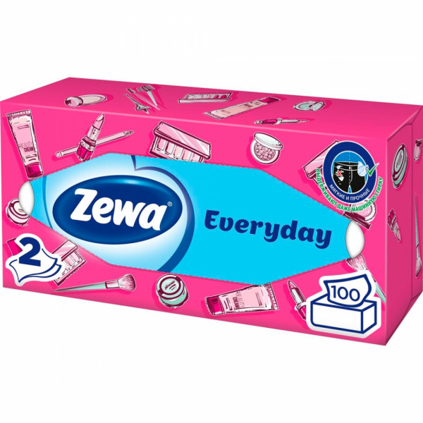 Салфетки косметические Zewa Everyday, 100шт./уп.