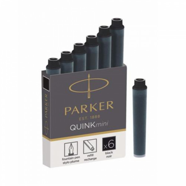 Чернильный патрон мини 36 мм. Parker 6 шт/уп., черный