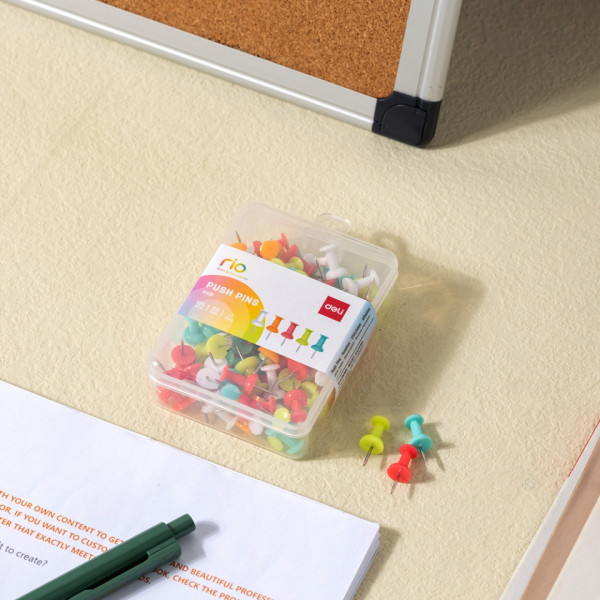 Иглы-кнопки пешки Deli 100 шт., ассорти