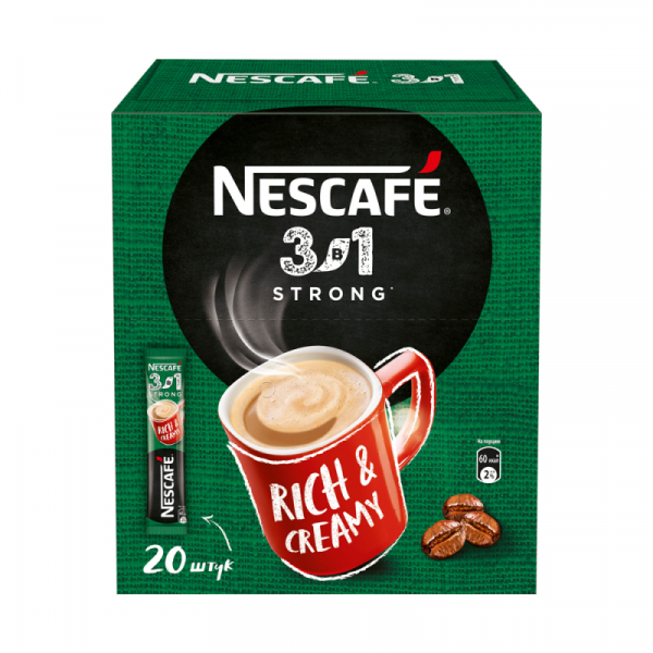 Кофейный напиток Nescafe растворим., 3в1, 20 шт./упак., Крепкий