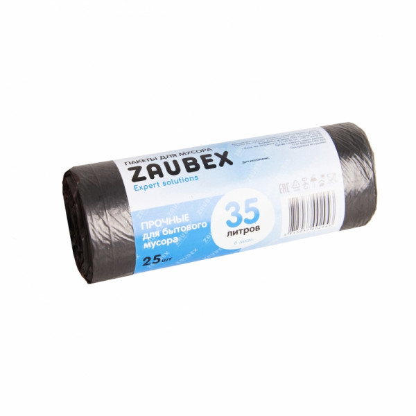 Мешки для мусора 35л 25 шт/рулон ПНД Zaubex 6мкм 45*55см цв.черный Мешки для мусора 35л 25 шт/рулон ПНД Zaubex 6мкм 45*55см цв.черный