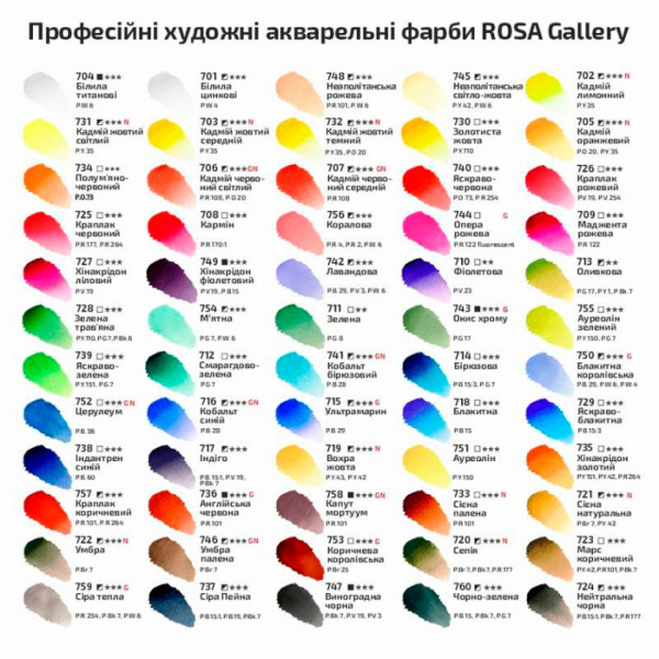 Краски акварельные ROSA Gallery 706 кадмий красный светлый, кювета