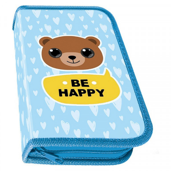 Пенал на 1 отд. BE HAPPY голубой