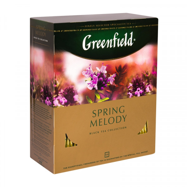 Чай Greenfield 100 пак*1.5 гр., черный, с душист. трав. и фрукт. аром., Spring Melody