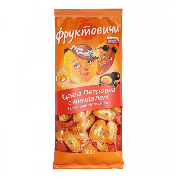 Конфеты Фруктовичи 500 г., курага с миндалем в шоколадной глазури Конфеты Фруктовичи 500 г., курага с миндалем в шоколадной глазури