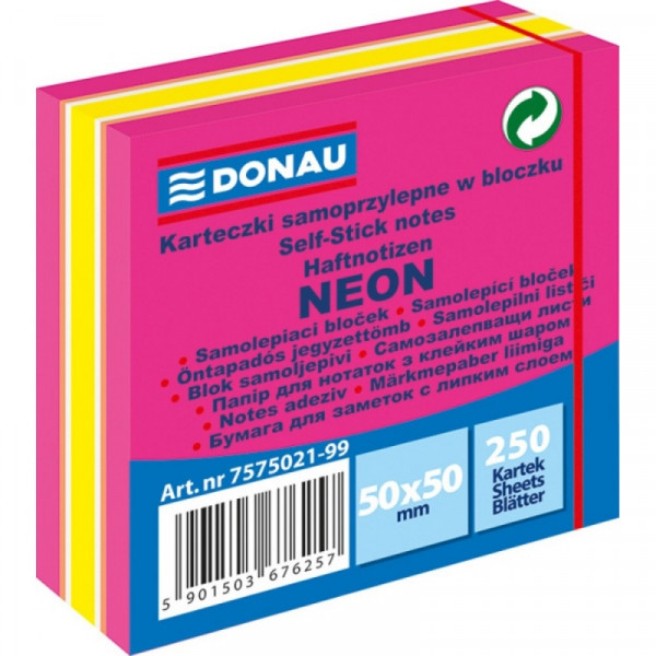 Бумага д/з на кл. осн. 50*50 мм Donau 250 л., розовый