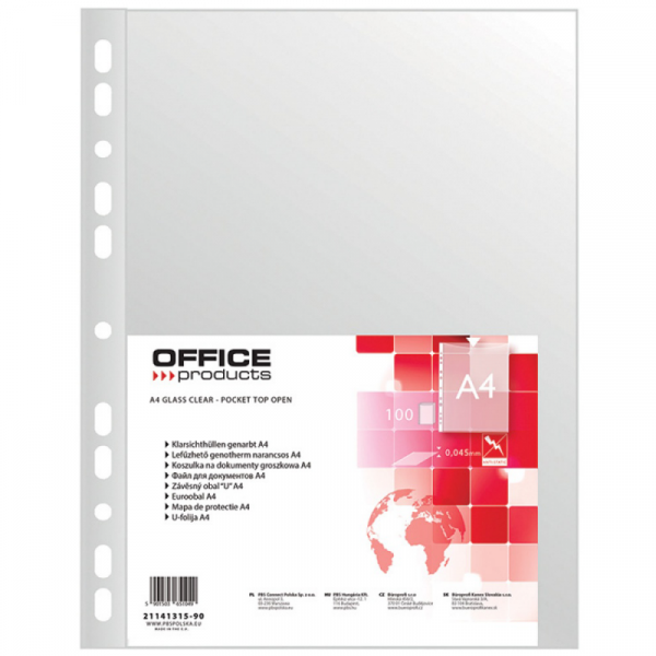 Папка карман А4, стандарт, 45 мк, 100 шт. Office Products