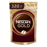 Кофе Nescafe натур. растворим. сублимир с доб. жар.мол. кофе., 320 гр., пак., Gold