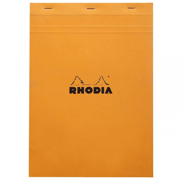 Блокнот А4 210*297 мм, 80 л., в клетку Rhodia скоба сверху, обл. карт., оранжевый