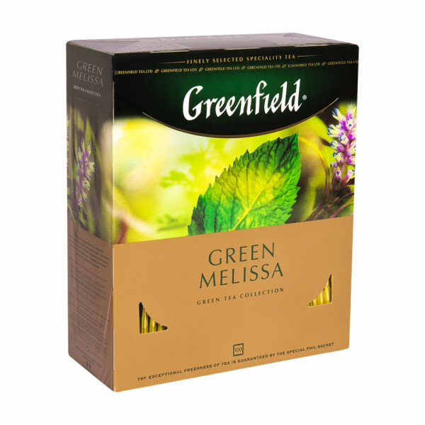 Чай Greenfield 25 пак*1,5 гр., зеленый, с мелис. и аром. мяты и лимона, Melissa
