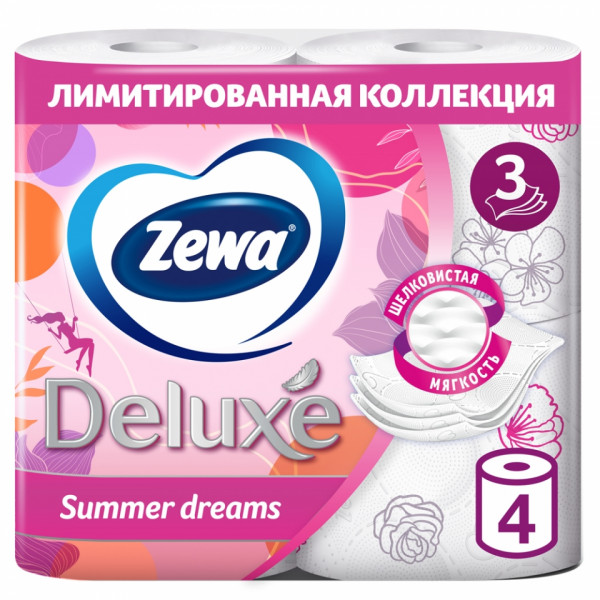 Бумага туалетная Zewa Deluxe, 12 рул, 3 слоя, цв. белый