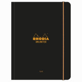 Блокнот А5+ 160*210 мм, 60 л., в клетку Rhodia Unlimited сшивка сбоку, обл. карт., микроперф., на резинке, черный