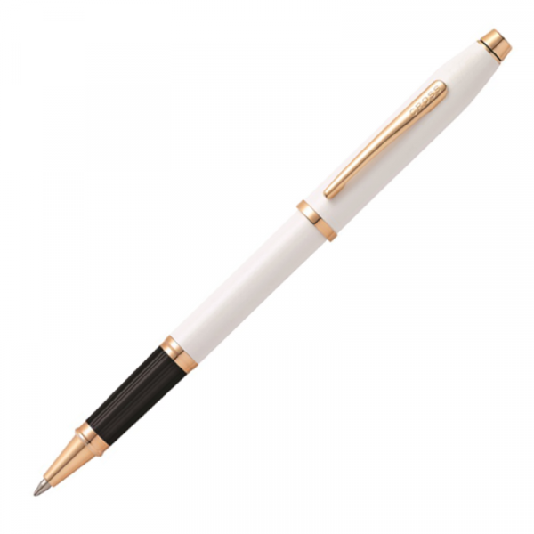 Ручка роллер Century II Pearlescent White Lacquer 0,7 мм, метал., подарочн. упак., жемчужный/розовое золото, стерж. черный