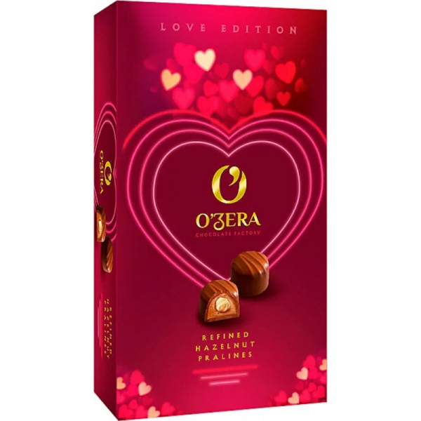 Конфеты шоколадные O`Zera Love 230 гр., с ореховой начинкой и цельным фундуком Конфеты шоколадные O`Zera Love 230 гр., с ореховой начинкой и цельным фундуком