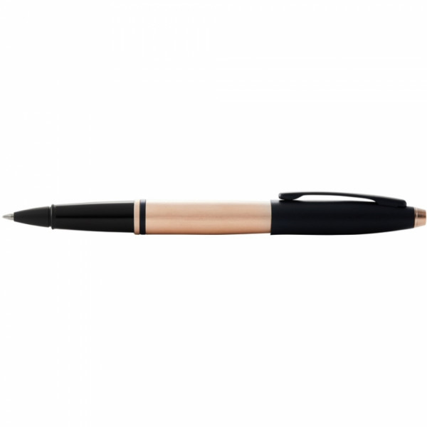 Ручка роллер Calais Brushed Rose Gold Plate & Black Lacquer 0,7 мм, метал., подарочн. упак., розовое золото/черный, стерж. черный