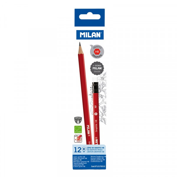Карандаш прост. Milan Maxi  HB, с ластиком