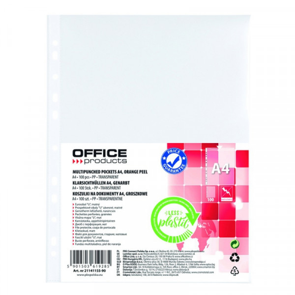 Папка карман А4, стандарт, 30 мк, 100 шт. Office Products