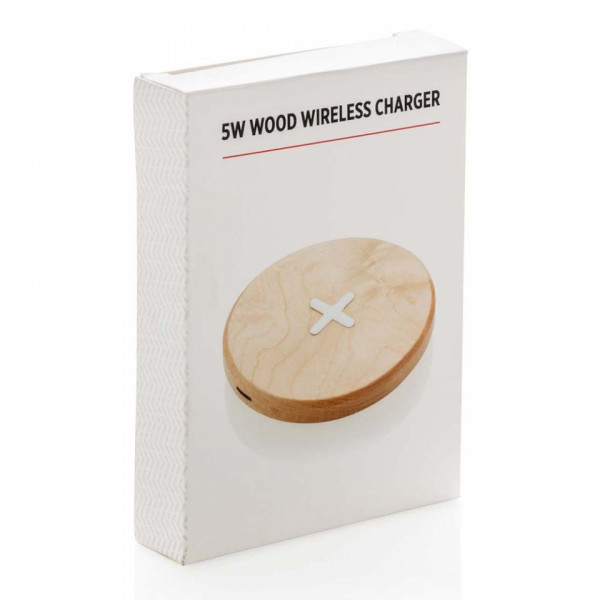 Зарядное устройство индуктивное Wood беспроводное, выход 5V/0.8A, карт. упак., коричневый