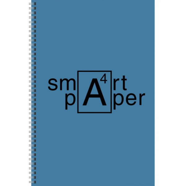 Тетрадь А4 80 л., клет. Smart paper. No 1 спираль сбоку, обл. карт., мат. ламинация, синий