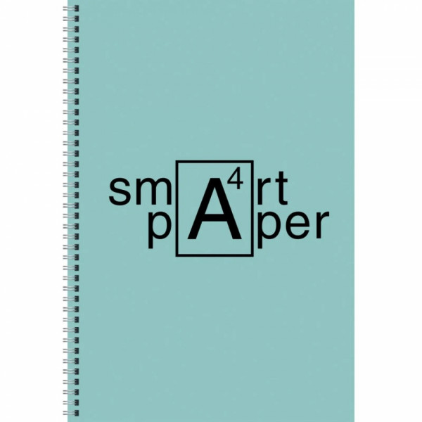 Тетрадь А4 80 л., клет. Smart paper. No 1 спираль сбоку, обл. карт., мат. ламинация, синий