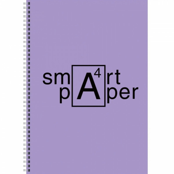 Тетрадь А4 80 л., клет. Smart paper. No 1 спираль сбоку, обл. карт., мат. ламинация, синий