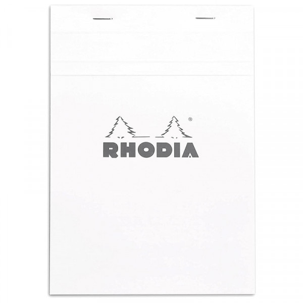 Блокнот А5 148*210 мм, 80 л., в клетку Rhodia скоба сверху, обл. карт., белый