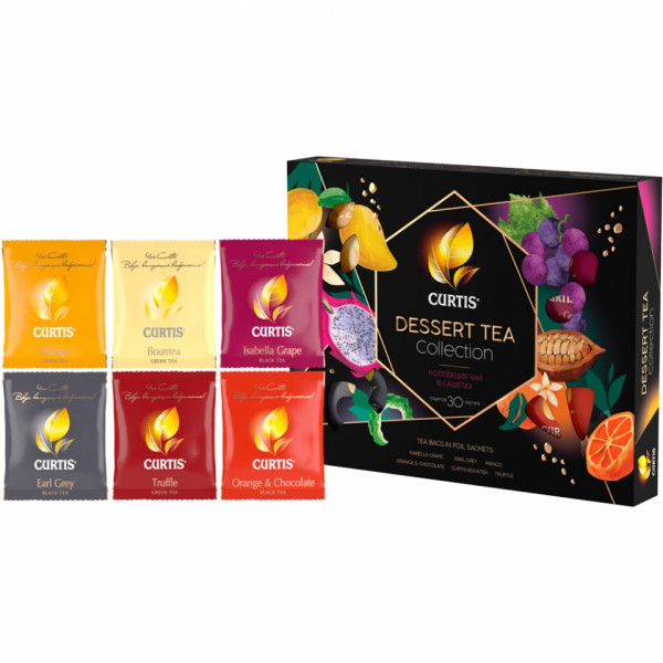Чай Curtis 30 пак*1,95 гр., 6 вкусов, Dessert Tea Collection