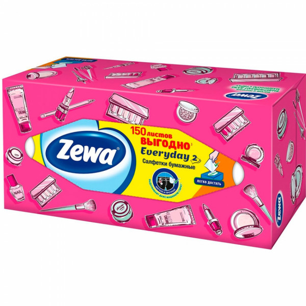 Салфетки косметические Zewa Everyday, 100шт./уп.