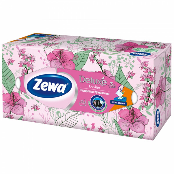 Салфетки косметические Zewa Deluxe, 90шт./уп.