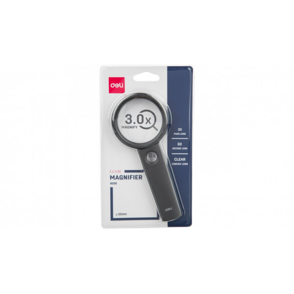 Лупа офисная Deli E9091 Essential d60мм x3 черный блистер, арт. 1791528