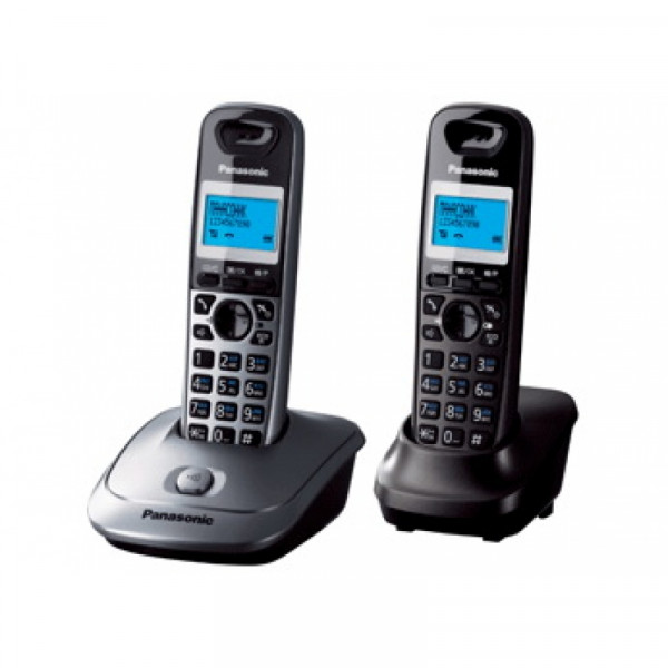 Телефонный аппарат Panasonic KX-TG2512RU2 темно-серый металлик/серый металлик