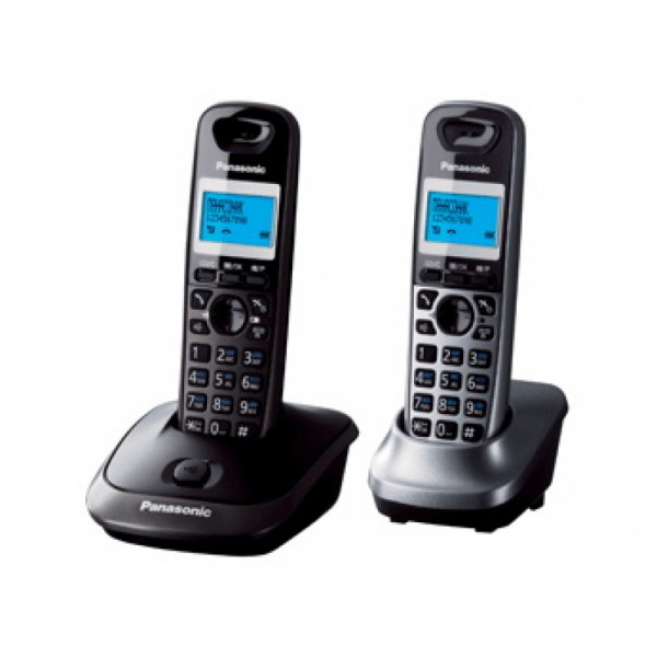 Телефонный аппарат Panasonic KX-TG2512RU2 темно-серый металлик/серый металлик