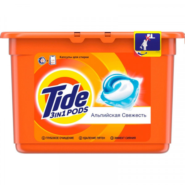 Средство д/стирки TIDE Альпийская свежесть, капсулы, 15шт