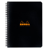 Блокнот А5+ 160*210 мм, 80 л., в клетку Rhodia спираль сбоку, черный