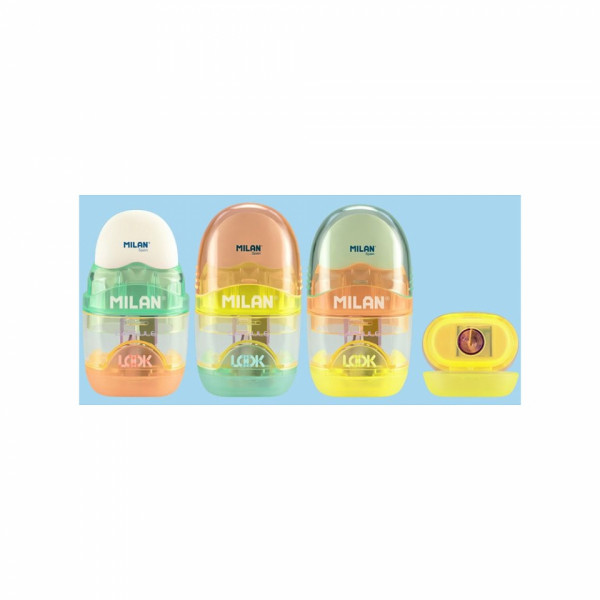 Точилка на 1 отв. Capsule New Look с ластиком, ассорти