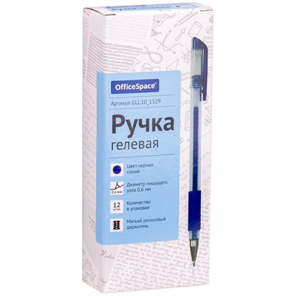 Ручка гелевая Office Space 0,5 мм., прозр., стерж. синий