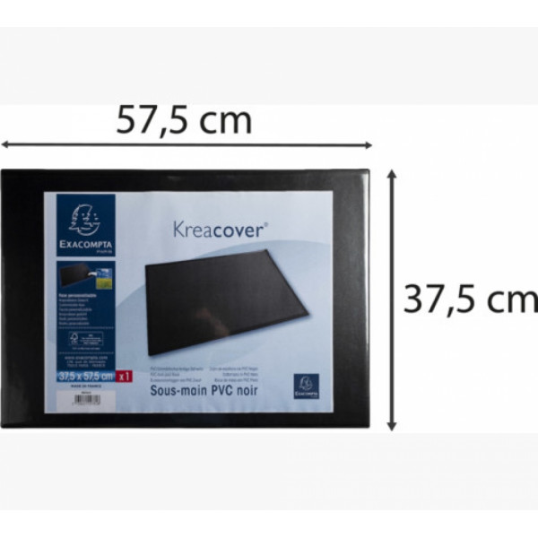 Бювар 37,5*57,5 см Kreacover с верх. прозрачным карманом, черный