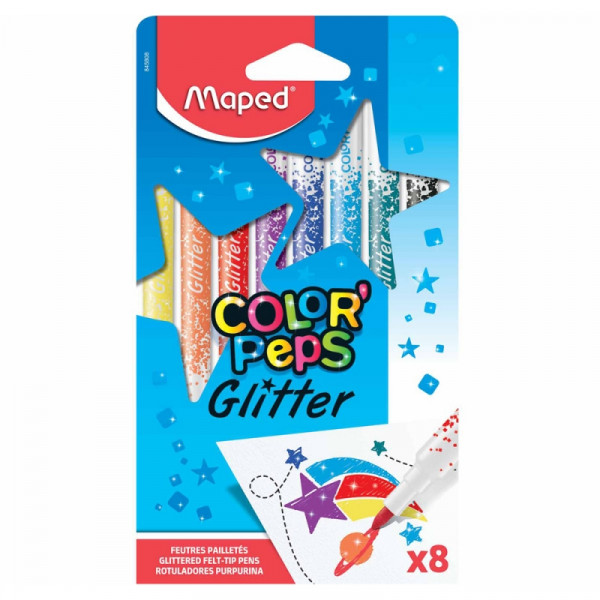 Фломастеры с глиттер-эффектом Color peps, 8 шт