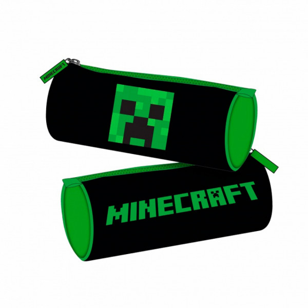 Пенал на 1 отд.Minecraft полиэстер, черный/салатовый