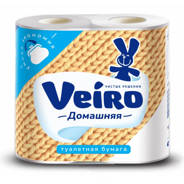 Бумага туалетная  Veiro Домашняя, 4 рул, цв.белый, 2-сл.