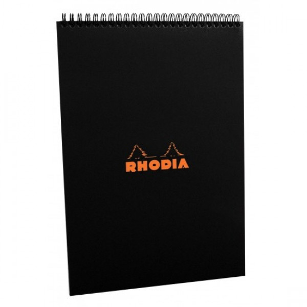 Блокнот А4 210*297 мм, 80 л., в клетку Rhodia спираль сверху, обл. карт., оранжевый