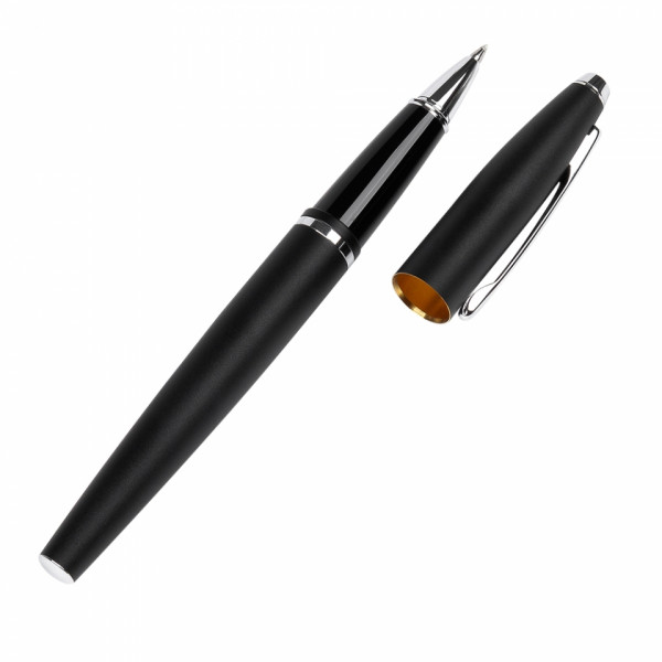 Ручка роллер Calais Matte Black 0,7 мм, метал., подарочн. упак., матовый черный, стерж. черный