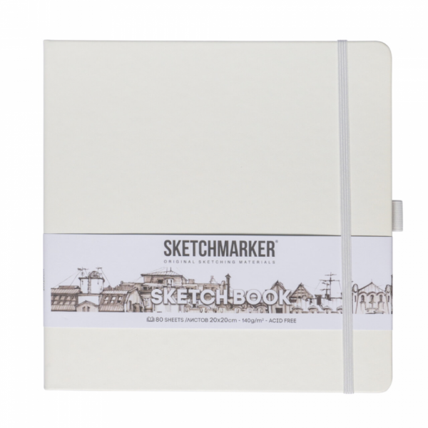 Скетчбук Sketchmarker 20*20 см, 140 г/м2, 80 л., оранжевый