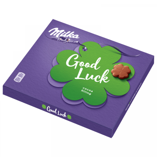 Конфеты Milka 110г, с начинкой с какао , Good luck