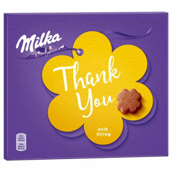 Конфеты Milka 110г, из молочного шоколада c молочной начинкой, Thank you