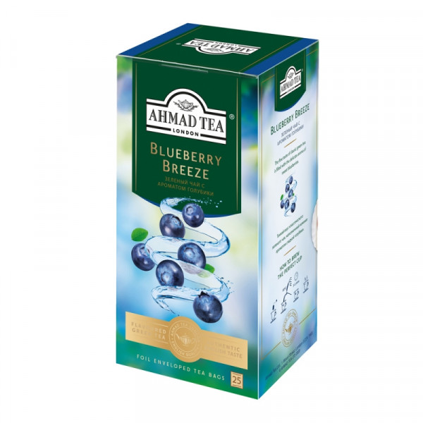 Чай Ahmad Tea 25 пак*1,8 гр., зеленый, с голубикой, Blueberry Breeze