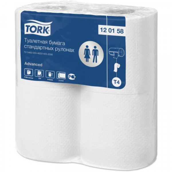 Бумага туалетная  TORK Advanced T4, 4 рул, 23м, 2-сл.