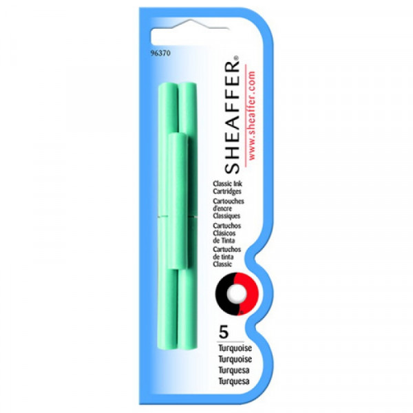 Чернильный патрон 38 мм., д/перьев. ручки Sheafer 5 шт./уп., бирюзовый